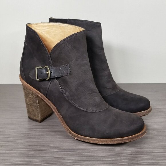 Timberland Shoes - Timberland Black Ankle Boots with Brown Heel